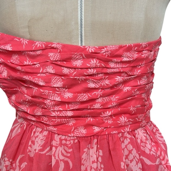 Tommy Bahama Pineapple Print Halter Dress Fit & Flare Melon Berry Pink 10 - Picture 9 of 15